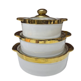 3pcs White Ceramic Casserole and Serving Dish Set 1000ml, 2000ml, 3000ml Casserole Dishes