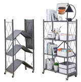 4-Tier Foldable Multipurpose Metal Rack with Shelves and Wheels