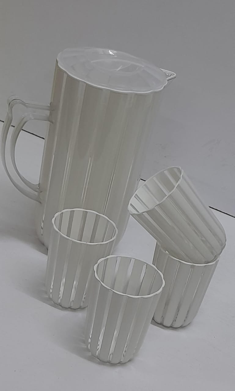 Classic Acrylic Water Set with 2000ml Jug and 250ml Glasses in Multiple Colors
