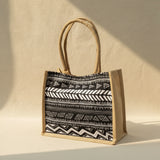 Geometric Tote Bag Eco Jute Canvas For Shoppers Smart Casual Bags & Accessories Tote Bags