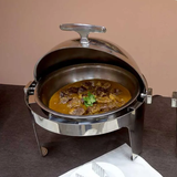Stainless Steel Round Rolltop Chafing Dish with Glass Window 6L for Buffet and Catering- Furaha Finds Kenya