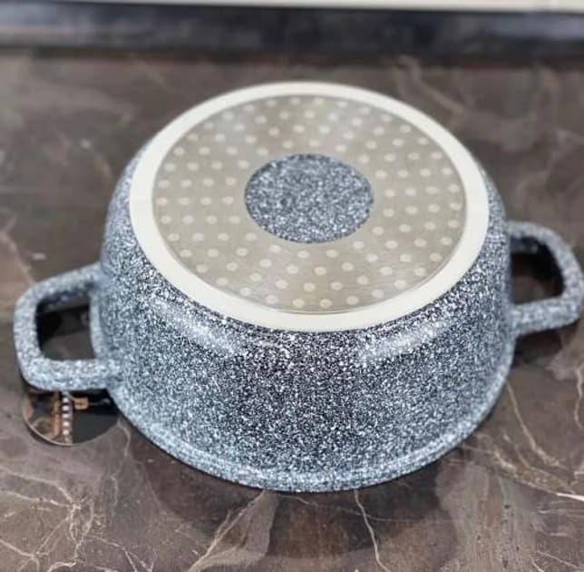 Edenberg 4 Piece Granite Cookware Set with Non Stick Ceramic Coating and Glass Lids