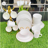 24pcs White Plain Dinner Set with Plates, Bowls and Mugs Dinnerware Sets
