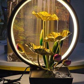 Tabletop Water Fountain with LED Ring Lights Table lamp Fountains