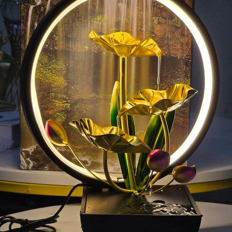 Tabletop Water Fountain with LED Ring Lights Table lamp Fountains