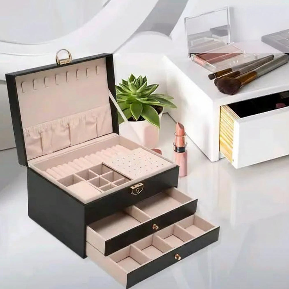 3-Layer Leather Jewelry Storage Box Jewelry box Jewelry Boxes