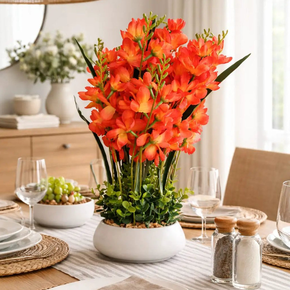Table Top Big Potted Flowers Artificial Flowering Plants