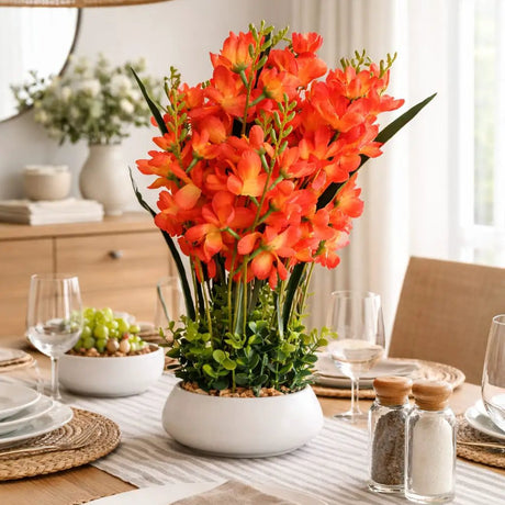 Table Top Big Potted Flowers Artificial Flowering Plants
