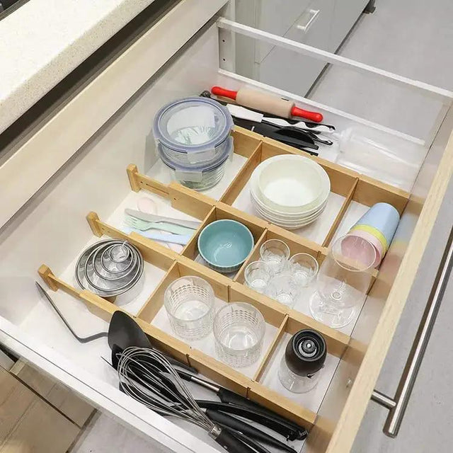 Expandable Bamboo Drawer Dividers with Inserts Drawer divider Household Drawer Organizer Inserts
