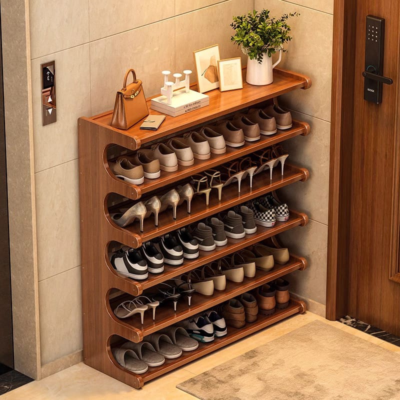 6 Layer Bamboo Shoe Rack – Large Capacity, 30 to 36 Pairs