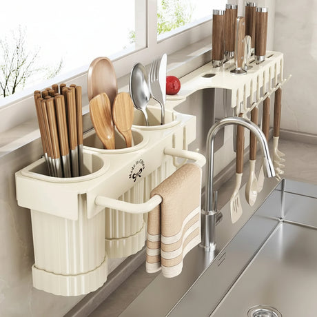 Multifunctional Wall Mounted Cutlery Storage Rack