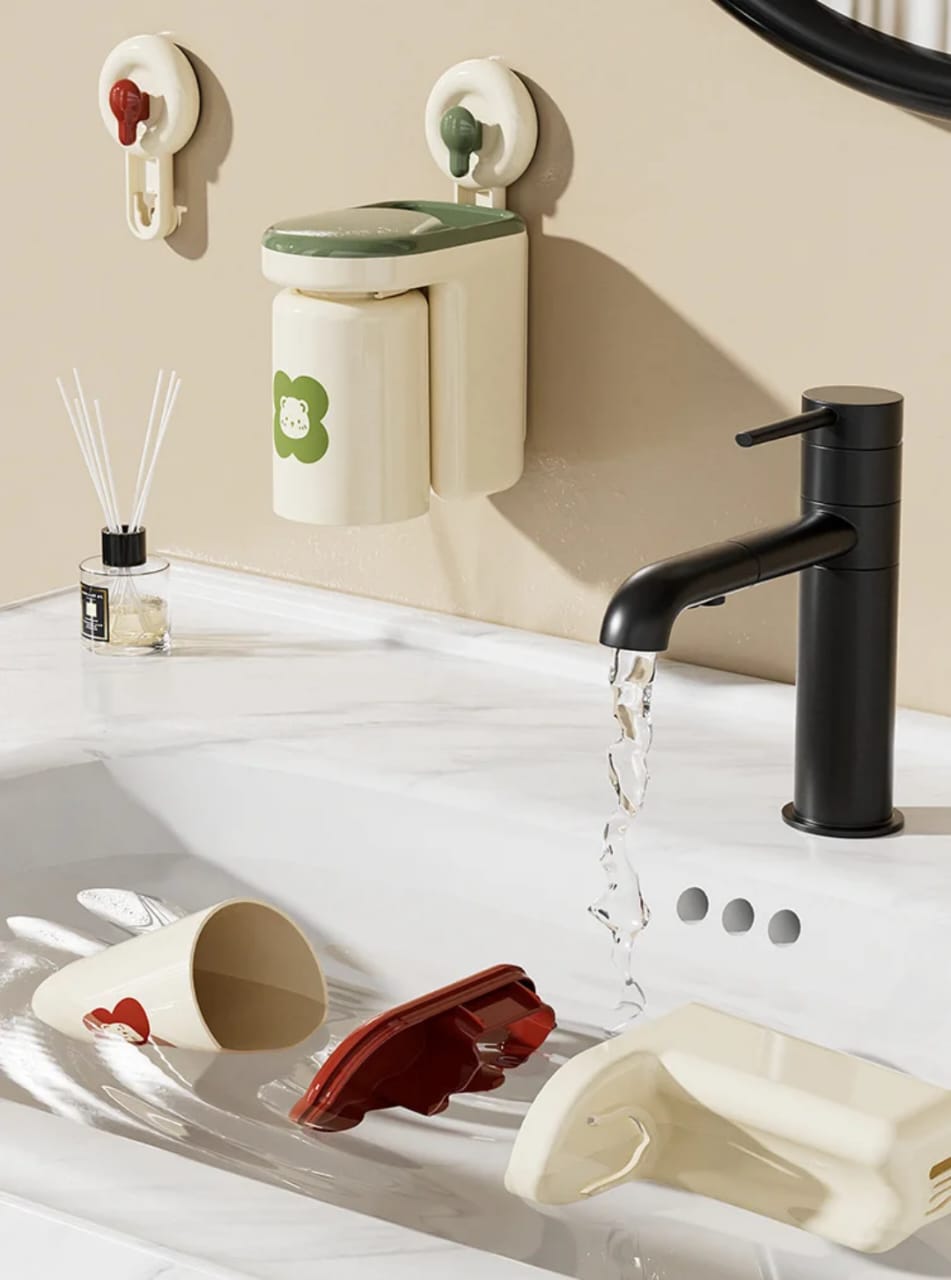 Strong Adhesive Wall Mounted Toothbrush Cup Rack for Modern Bath Spaces