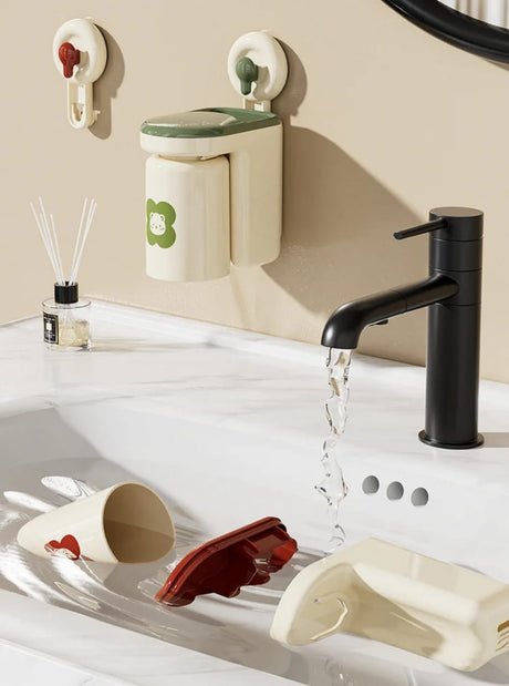 Strong Adhesive Wall Mounted Toothbrush Cup Rack for Modern Bath Spaces