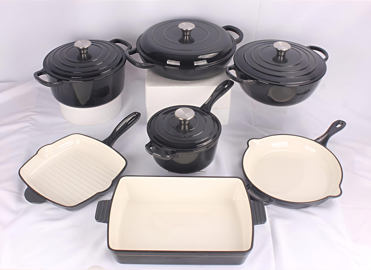 Original Heavy Duty Enamel Cast Iron 11pcs Cookware Set S JADE