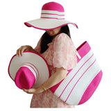Summer Straw Woven Beach Bag with Matching Hat – Chic Plaid Straw Design Beach bag Beach Bags
