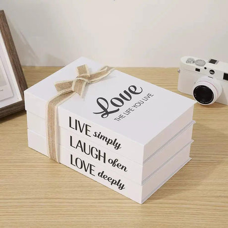 Faux Books Decor Set For Living Rooms Stacked Wooden Accent Home & Garden Decorative Plaques