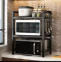 Furaha Finds Double Layer Adjustable Microwave Stand Carbon Steel Black