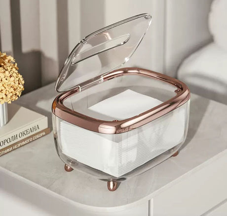 Luxury Rose Gold & Clear Acrylic Tissue/Serviette Holder with Lid.