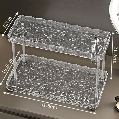 Two-Tier Crystal Makeup Organizer with Decorative Rabbit Accent