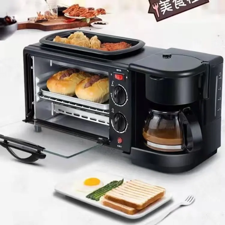Nunix BE-12 3-in-1 Breakfast Maker 12L Oven, Coffee Maker & Nonstick Frying Pan Combo