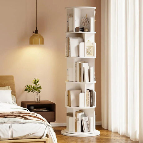 5 Tier 360 Degree Stackable Bookshelf Organizer with Wheels Bookshelf