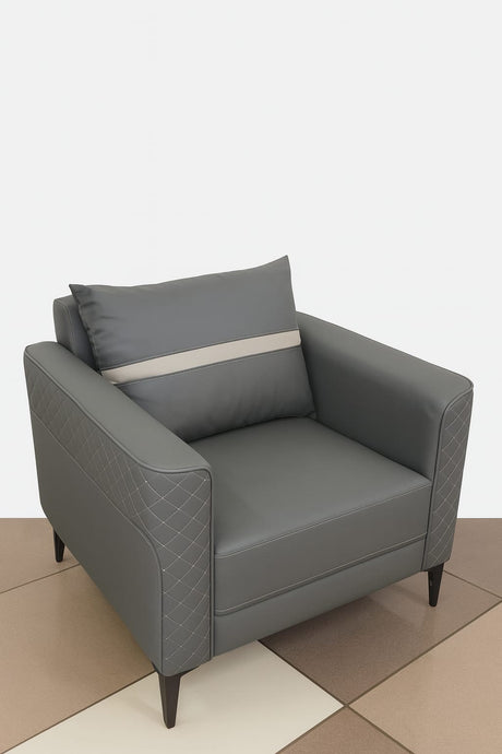 3 Seater and 2 Armchairs Modern Leather Sofa Set with Metal Legs