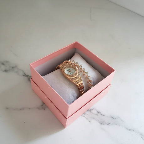 2 in 1 Elegant Ladies Watch + Bracelet Set Jewelry Sets
