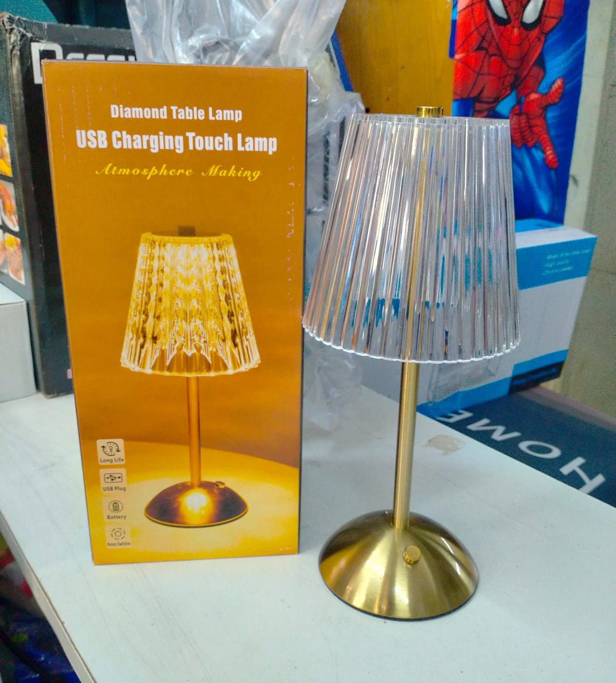 Lovely Crystal Bedside Lamp with Rechargeable Design and Multiple Light Modes