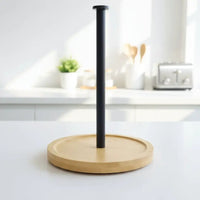 Metal Paper Towel Holder with Bamboo Base Paper towel holder Paper Towel Holders