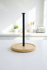 Metal Paper Towel Holder with Bamboo Base Paper towel holder Paper Towel Holders