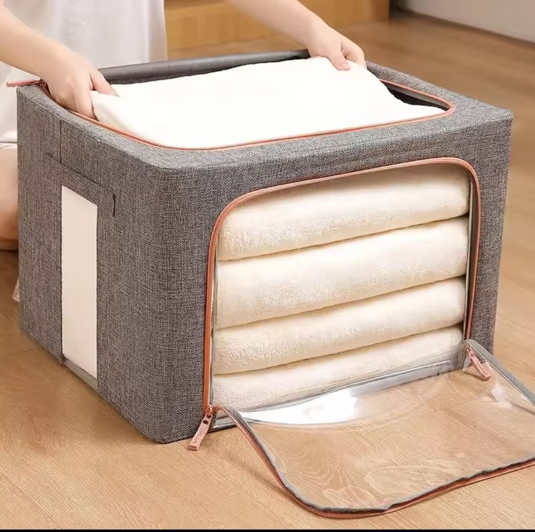 100L Zipped Storage Box Wardrobe Organizer with Transparent Window