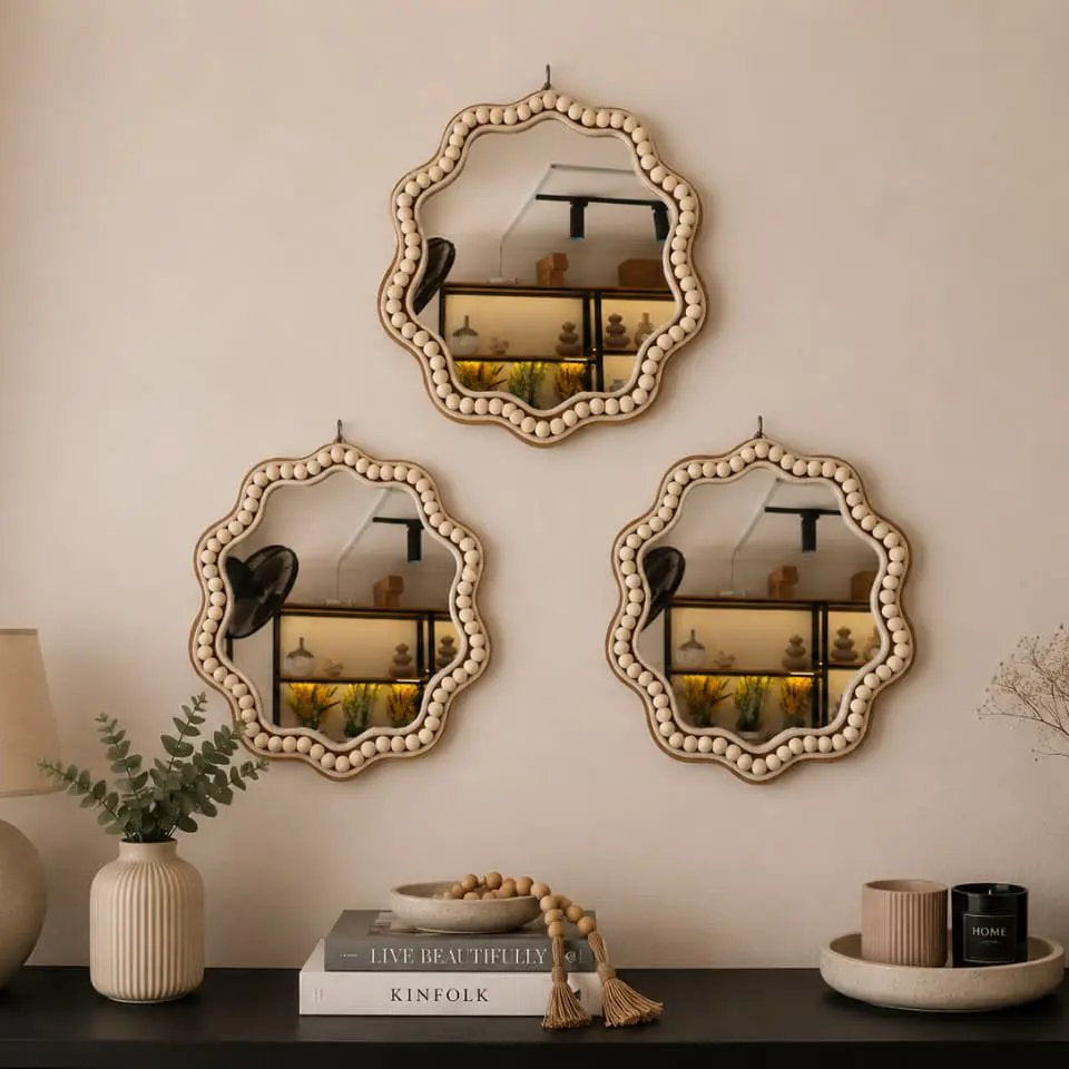 Boho Beaded Irregular Mirror Wall Decor Wall mirror Wall Mirrors
