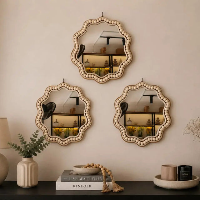 Boho Beaded Irregular Mirror Wall Decor Wall mirror Wall Mirrors
