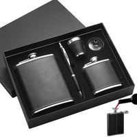 Premium Leather Whiskey Flask Gift Set Accessories Flasks