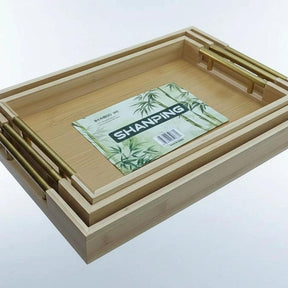 3pcs Multi-Functional Bamboo Food Storage and Serving Trays with Handles – Wooden Kitchen Trays Serving Trays