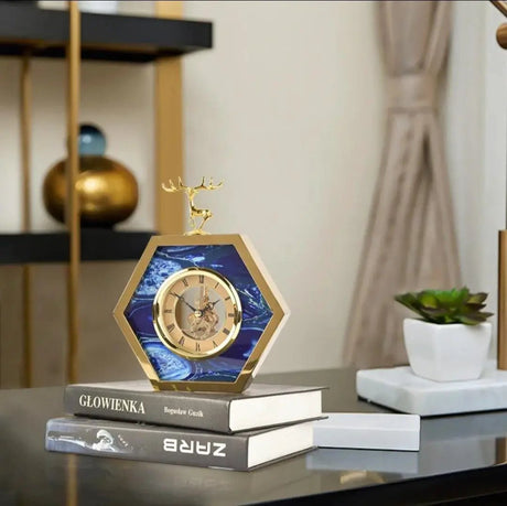 Elk Gold Blue Desktop Clock Desktop clock Desk Clocks