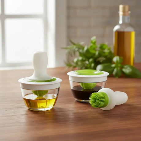 Heat Resistant Silicone Oil Brush with Glass Bottle BBQ Basting Set Kitchen Tools & Utensils