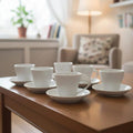 Ceramic Espresso Cup and Saucer Set – 12-Piece White 170ml Coffee Set Breakfast set Coffee & Tea Cups