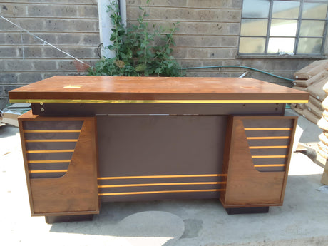 Executive Office Desk with Gold Trim and Storage Drawer