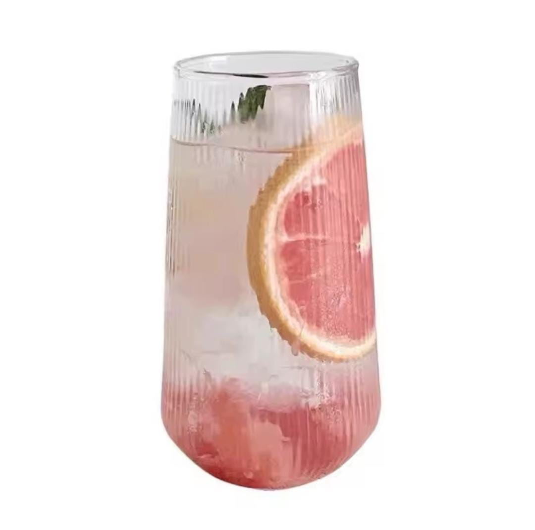 Ribbed Glass Juice & Water Tumblers – 6pcs Set (500ml)- Furaha Finds Kenya