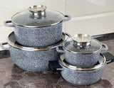 Edenberg 4 Piece Granite Cookware Set with Non Stick Ceramic Coating and Glass Lids