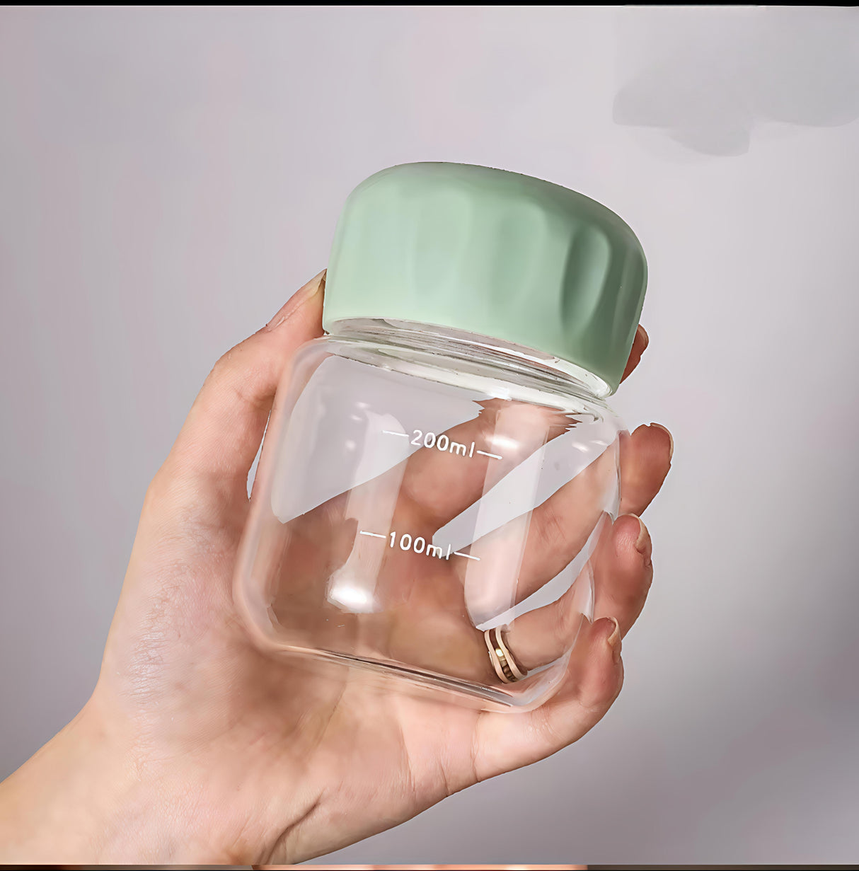 6pcs Multifunctional Glass Cups with Leak-Proof Lids – 300ml