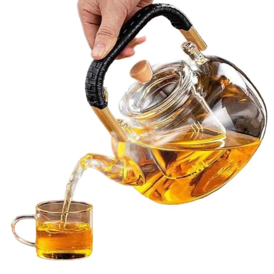 High Borosilicate Glass Tea and Coffee Pot with Double Glass Filter Infuser – 1100ml Kitchen & Dining