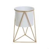 Nordic Geometric Metal Iron Flower Pot Stand White