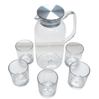 Polycarbonate Jug with Cover and 6pcs Glass Set – 1.8L Clear Drinkware Sets