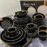 32pcs Elegant European Porcelain Dinner Set – Plates, Bowls, Mugs, and Platters Dinner set Dinnerware Sets