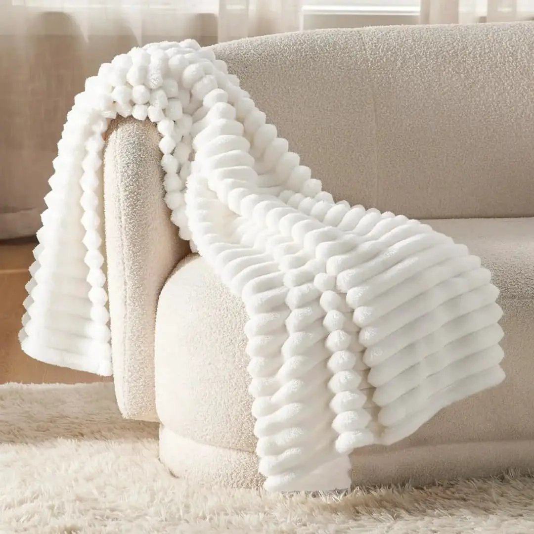 Ribbed Velvet Fleece Throw Blanket Throw blanket Throw Blankets