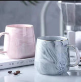 Marble Effect Ceramic Pearl Cups with Golden Rim – 400ml, Grey and Pink- Furaha Finds Kenya
