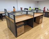 4 Person Modular Office Workstation Desk with Storage Cabinets