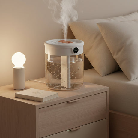 2L Double Nozzle Air Humidifier With LCD Humidity Display & Aroma Diffuser